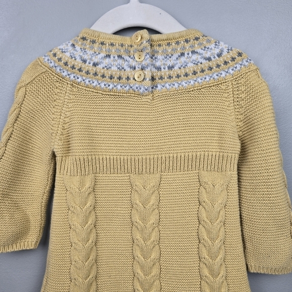 CYNTHIA ROWLEY Knit Sweater Dress And Beret Hat Yellow/Gray Baby Girl's 6-9 M - Picture 8 of 14